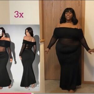 Black, off the shoulders maxi dress size 3x